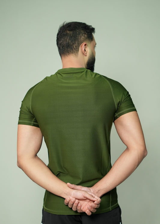 Olive Muscle Fit Performance T-shirt