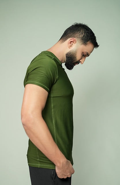 Olive Muscle Fit Performance T-shirt
