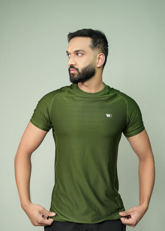 Olive Muscle Fit Performance T-shirt