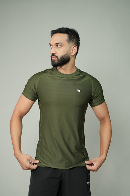 Olive Muscle Fit Performance T-shirt