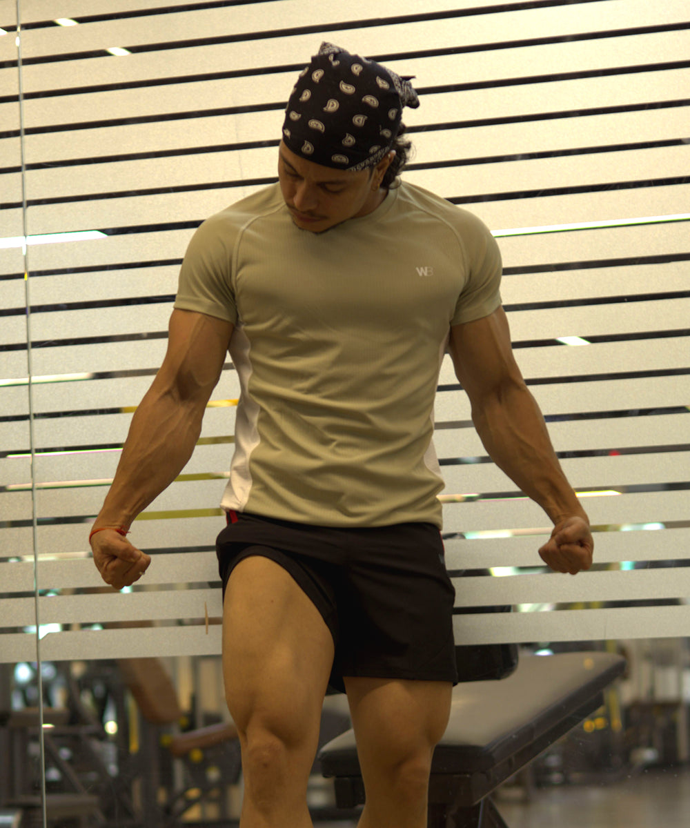 Beige Muscle Fit Performance T-shirt